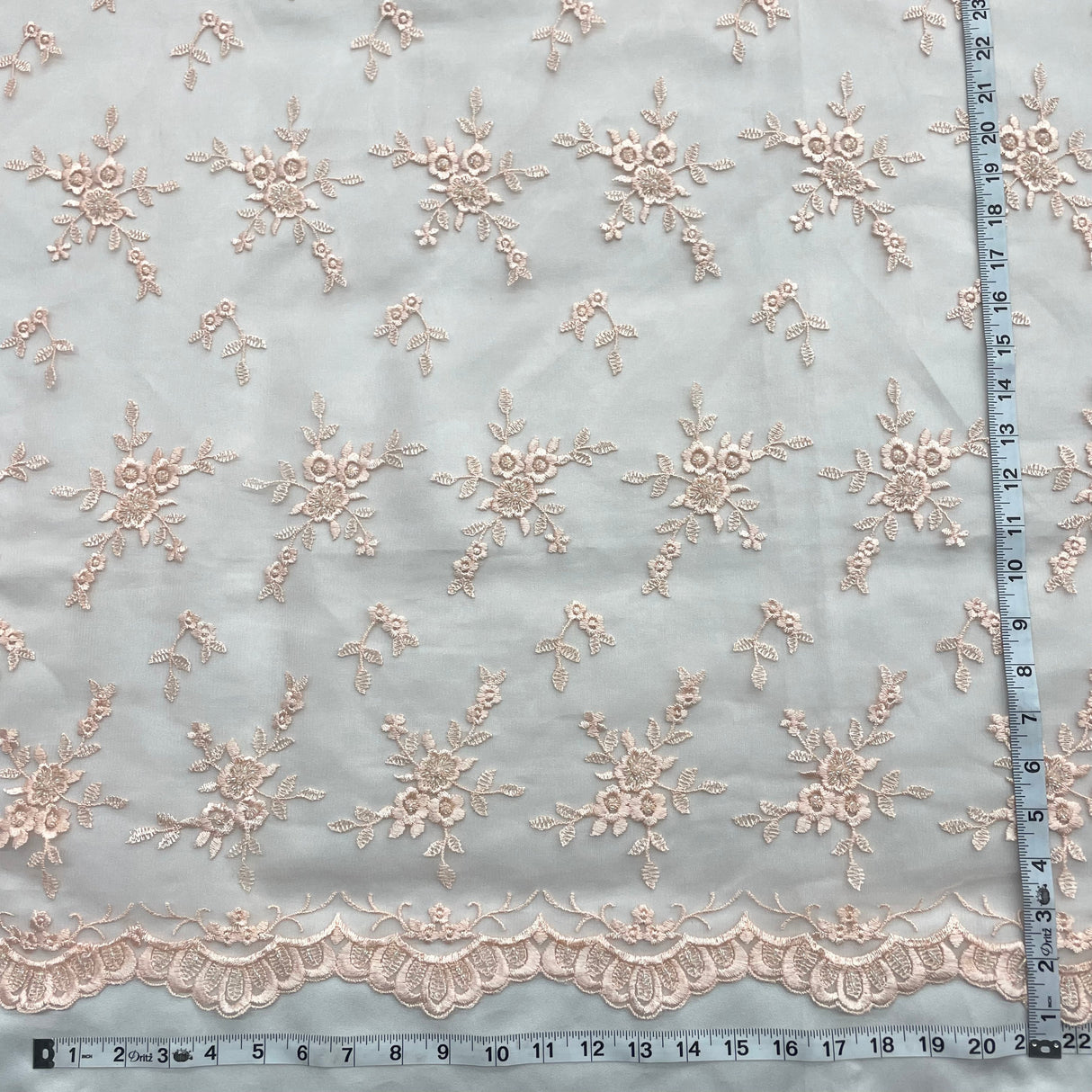 Beaded Lace Fabric on Polyester Net Mesh