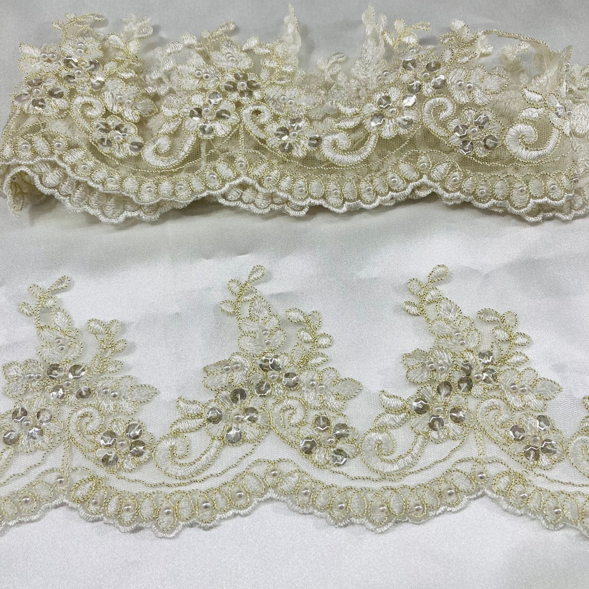 Beaded Corded Lace Trim