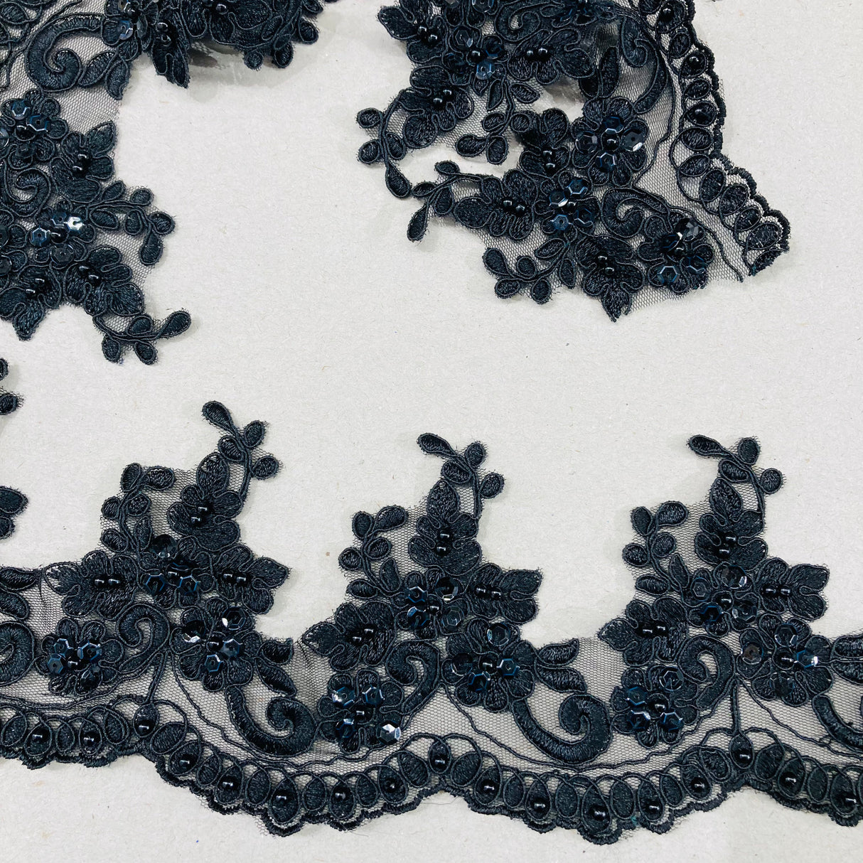 Beaded Corded Lace Trim