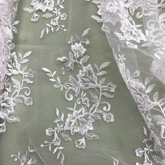 1 Yard Corded Bridal Lace Fabric Embroidered on 100% Polyester Net Mesh Gold 53" Wide