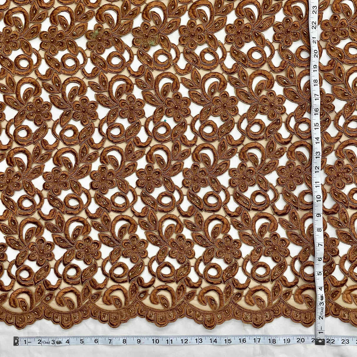 Beaded Corded Bridal Lace Fabric - Ivory, Turquoise, Taupe, Coral, Gold, Pink, Silver, 52" Width (1 Yard)