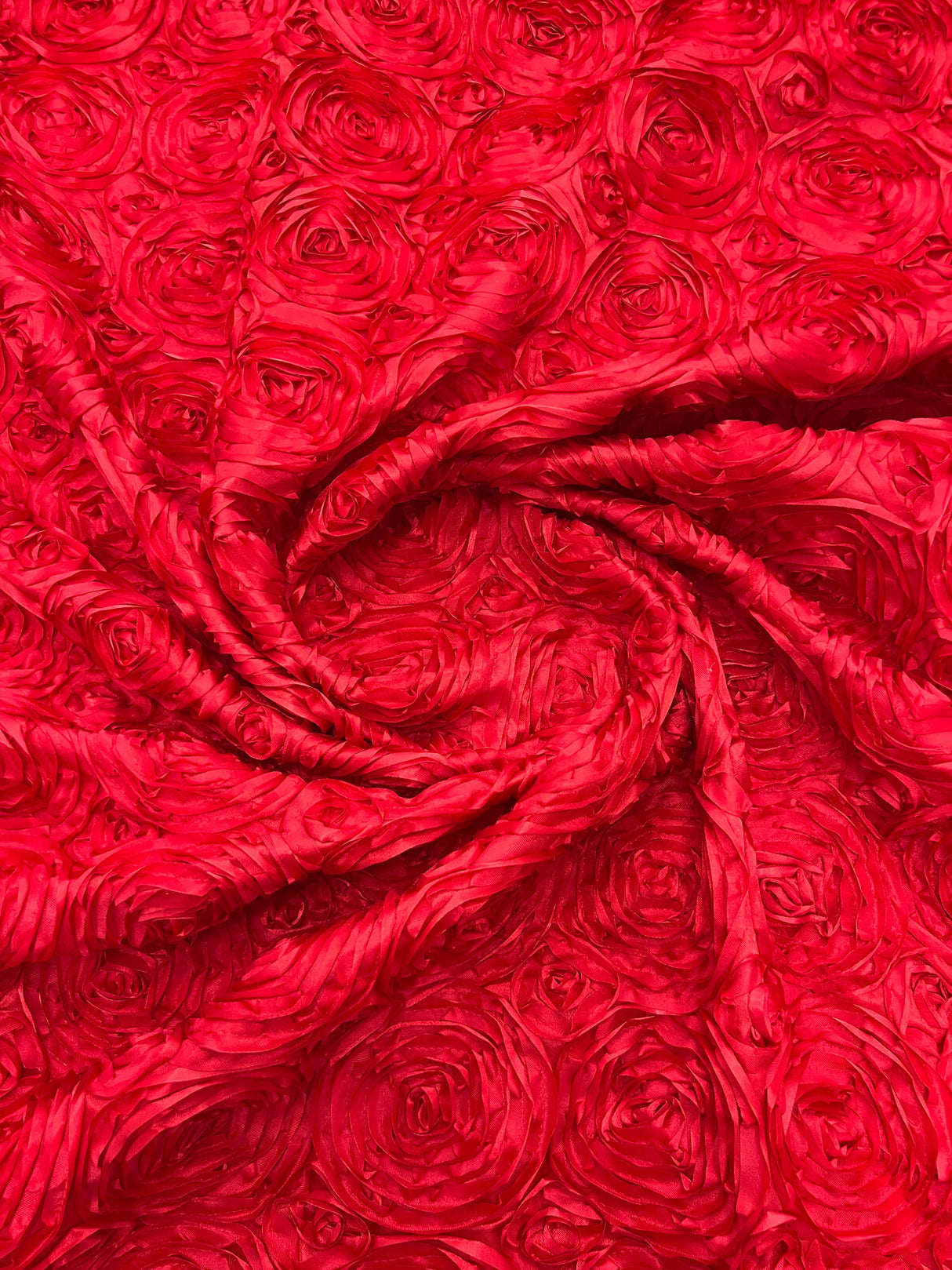 Rosette 3D Satin Polyester Fabric - 3D Rosette Design, 54" Width (1 Yard)