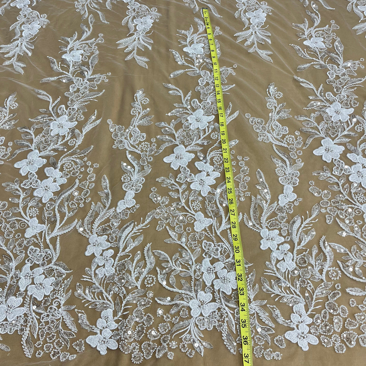 Beaded Embroidered Lace Fabric