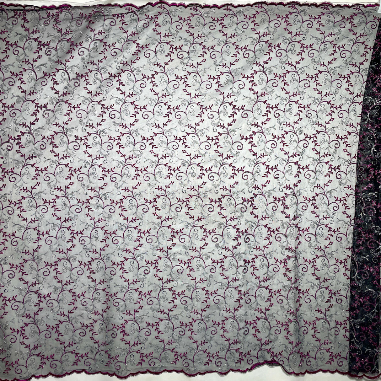 Embroidered Lace Polyester Fabric - Floral Mesh, 52" Width (1 Yard)