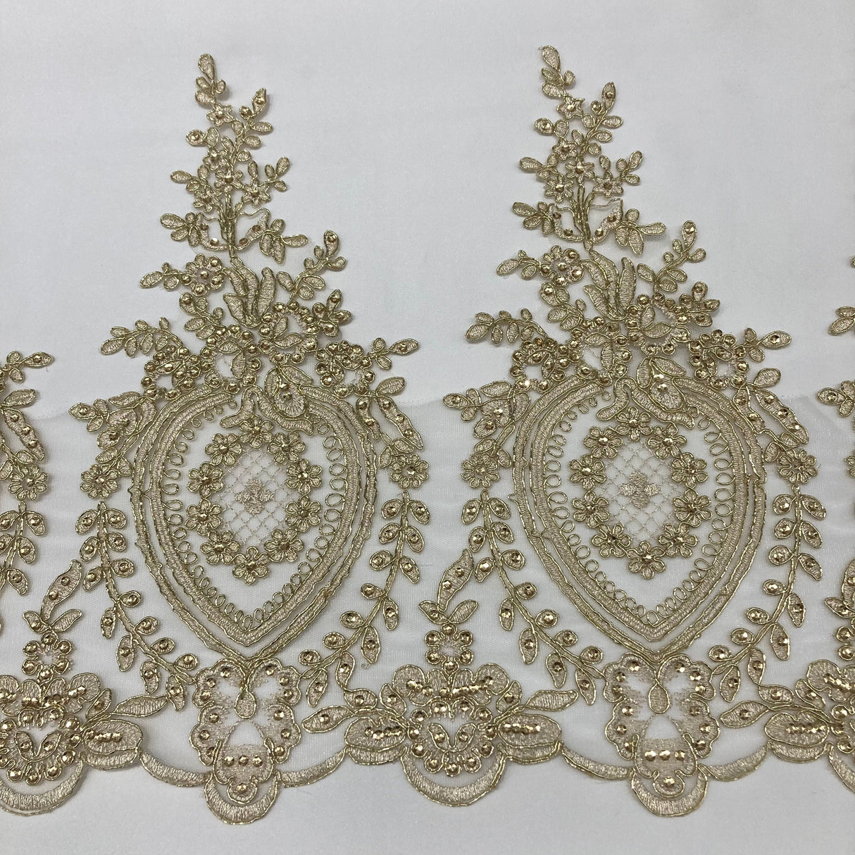 Beaded Corded Lace Trimming 13"