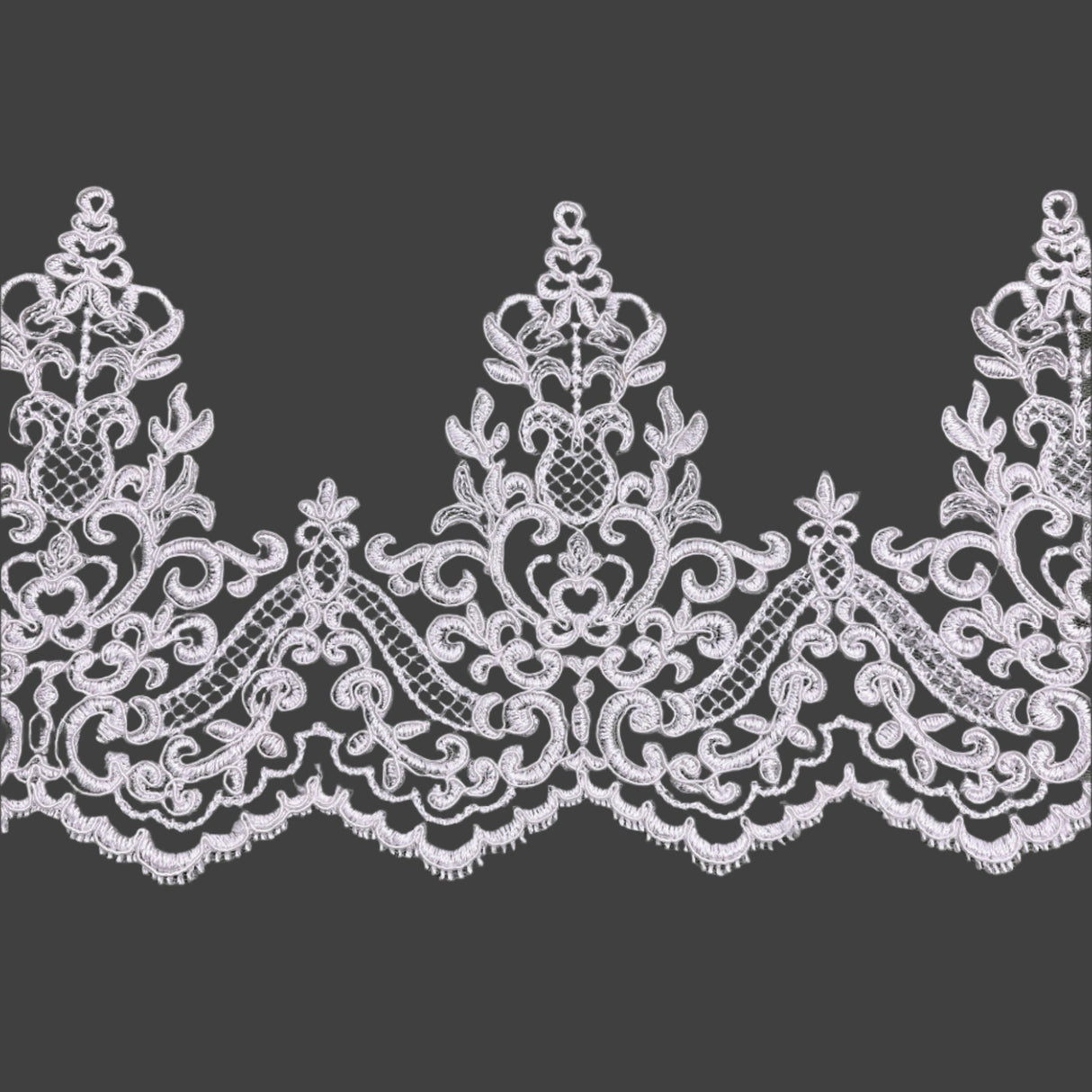 Polyester Net Mesh Corded Lace Trim 6" Wide