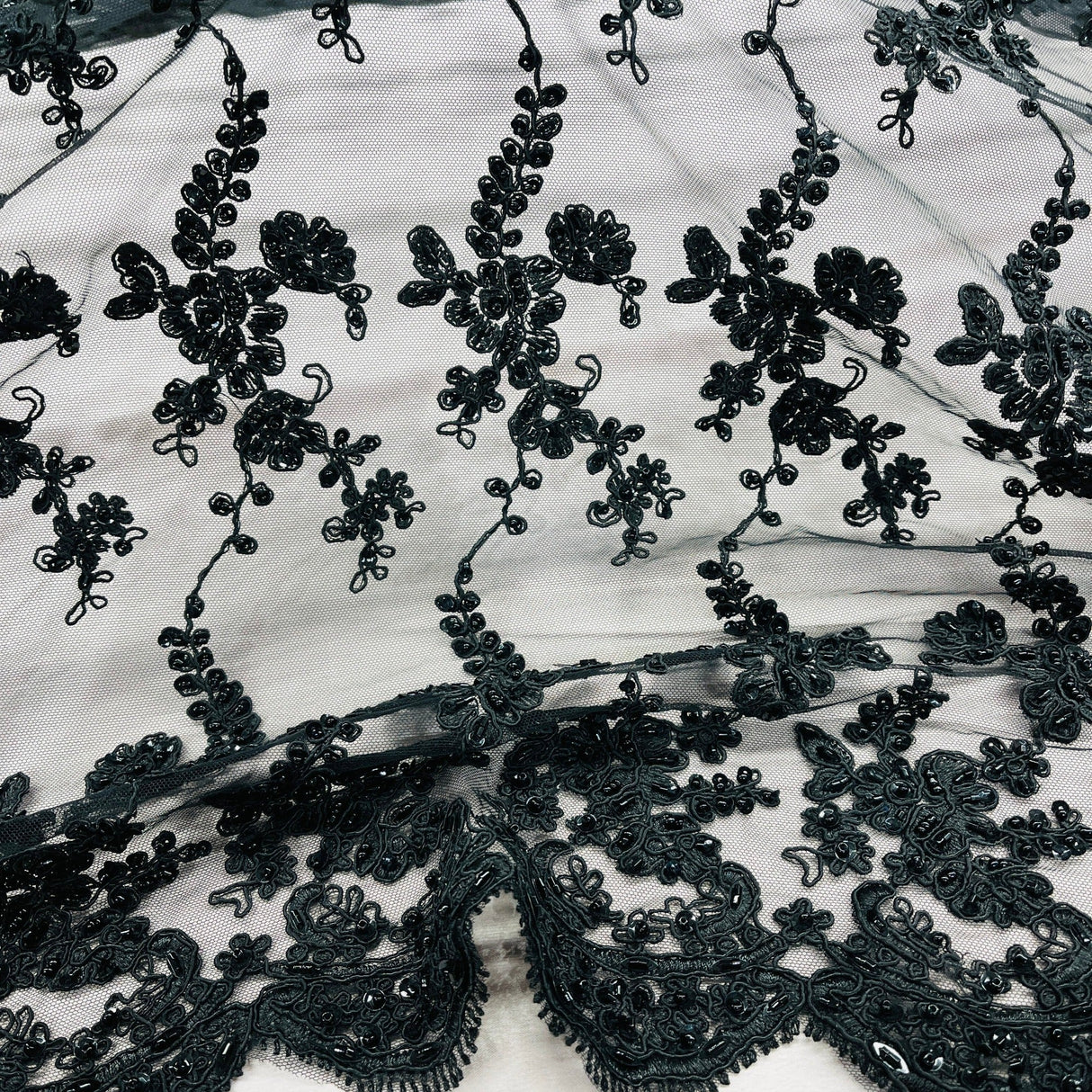 Beaded Corded Lace Fabric 54" Wide