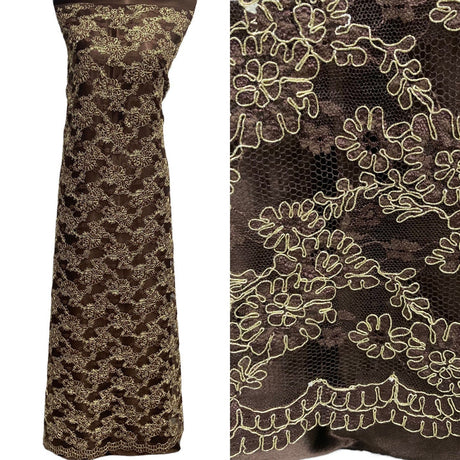 1 Yard Exquisite Corded Embroidered Bridal Lace Fabric for Special Dresses White