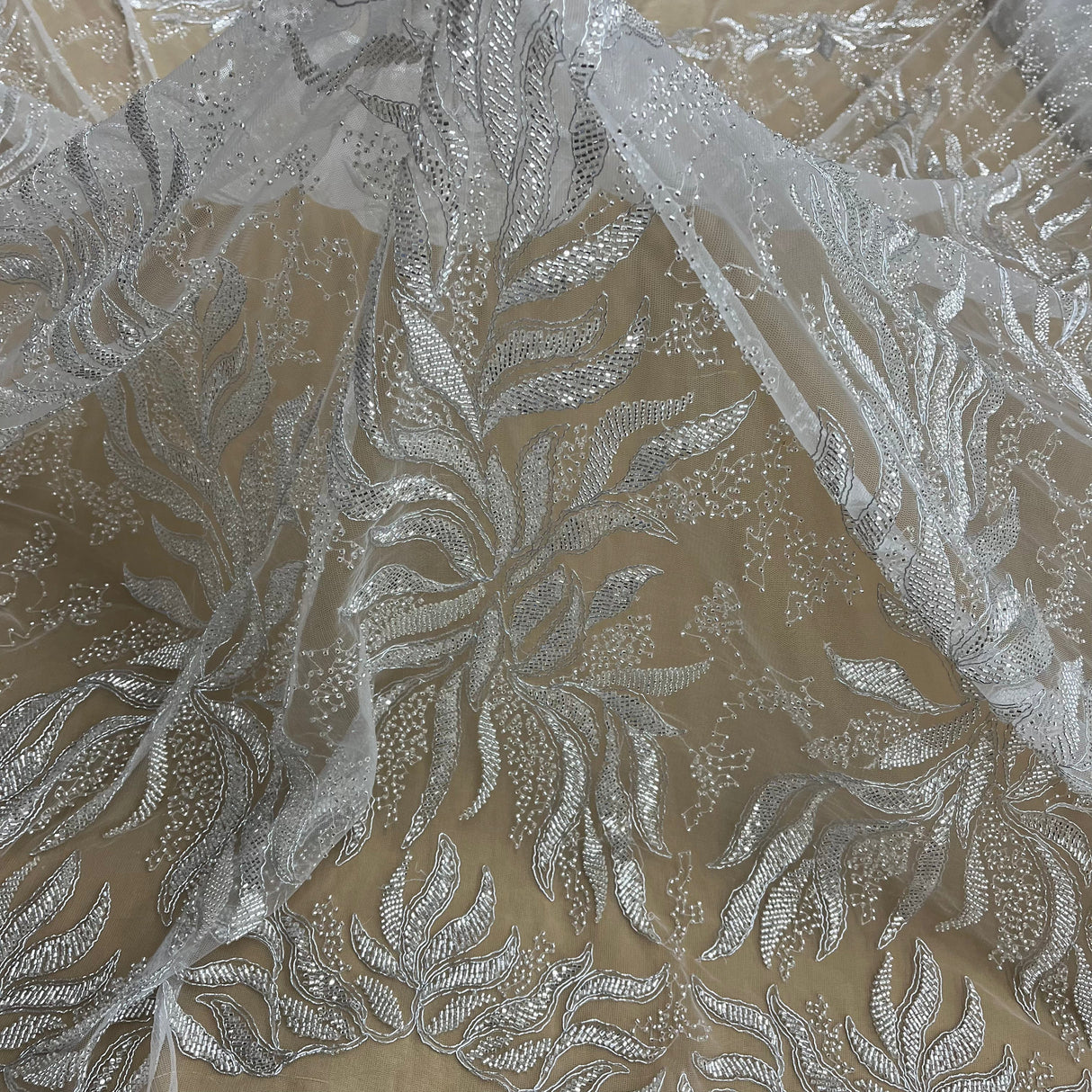 Beaded Corded Bridal Lace Fabric 58" Wide
