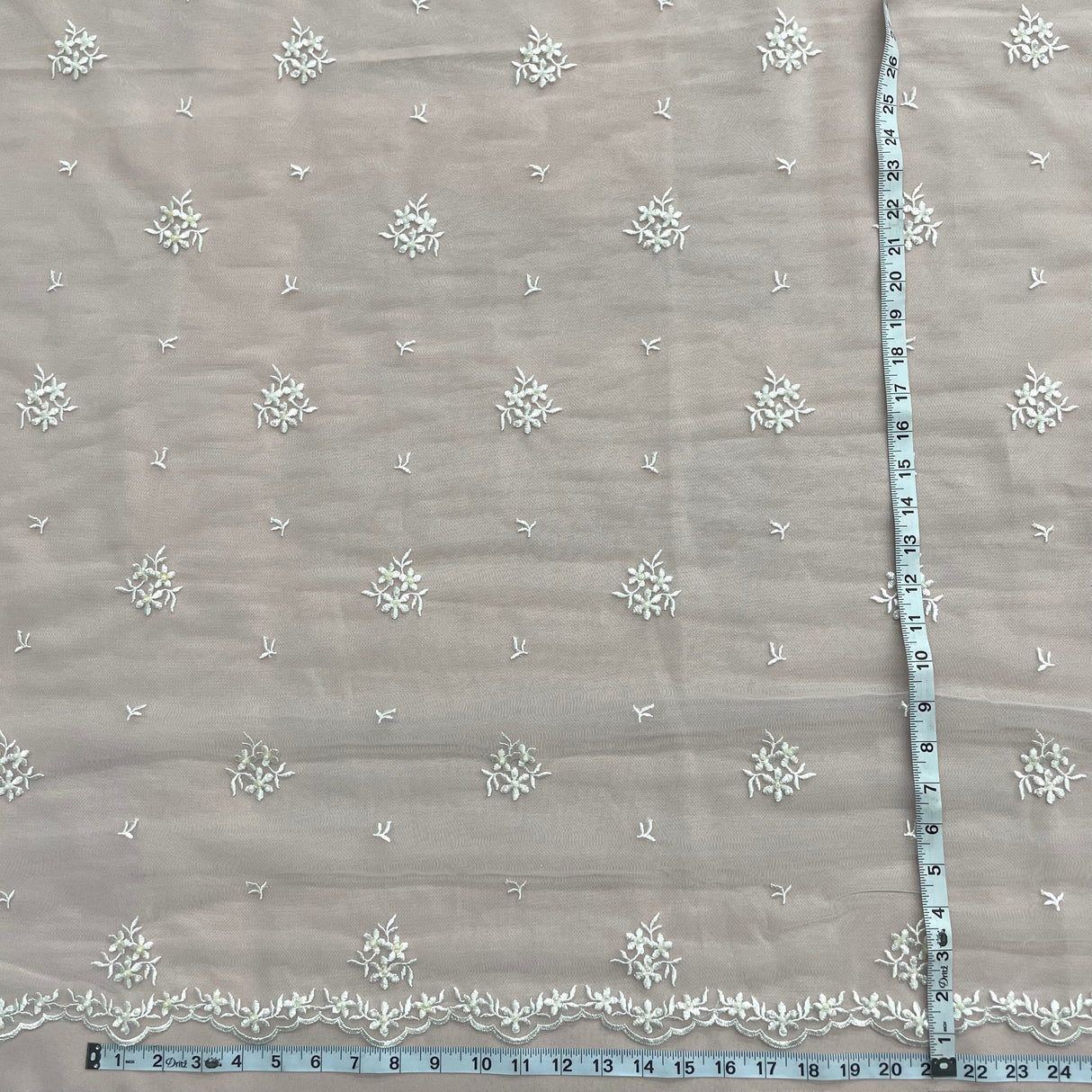 Beaded Embroidered Lace Mesh Fabric