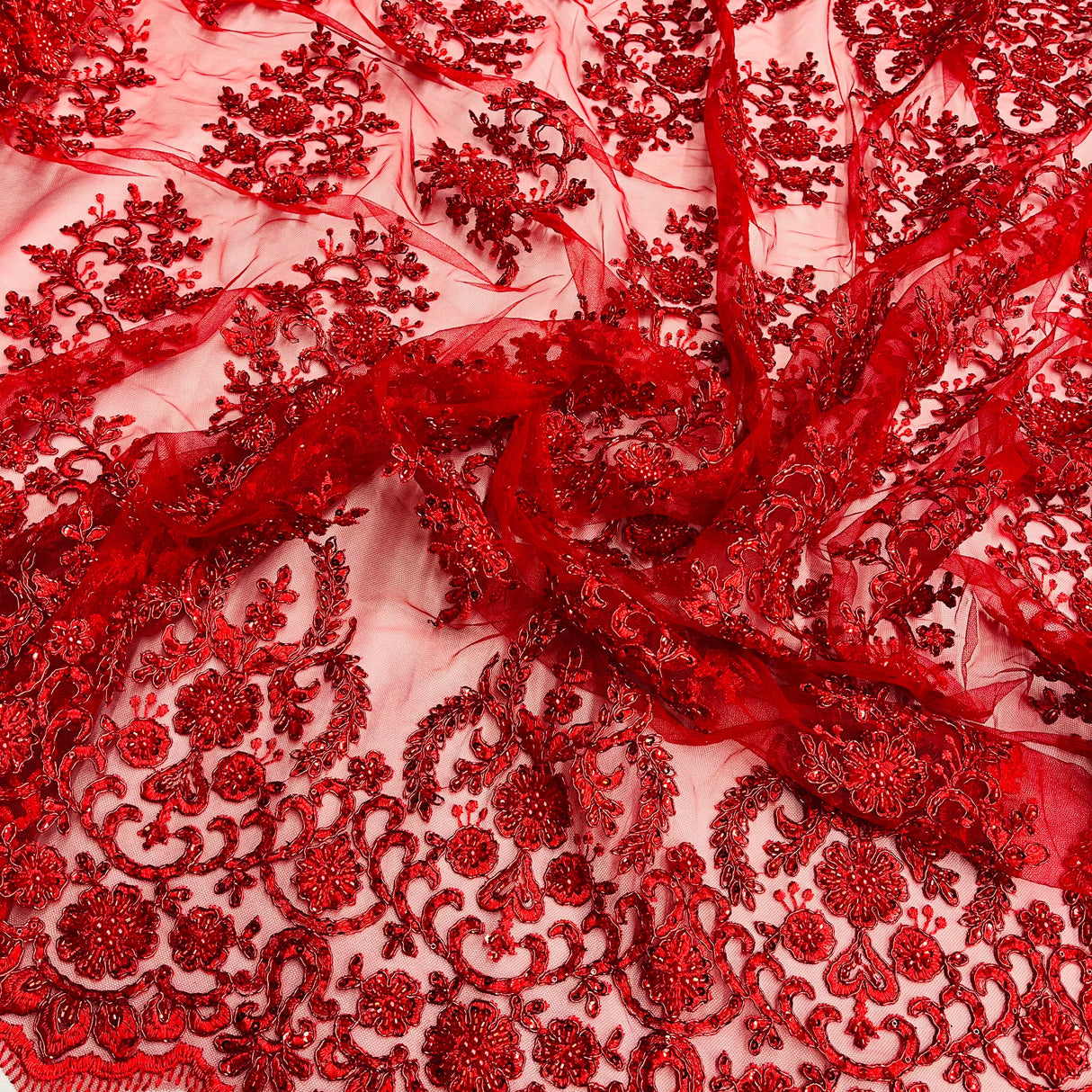 Beaded Corded Bridal Lace Mesh