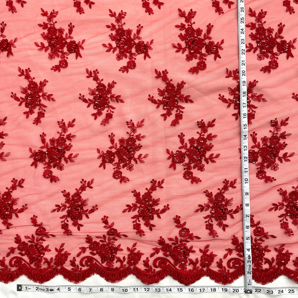 Beaded Corded Bridal Lace Fabric 54"