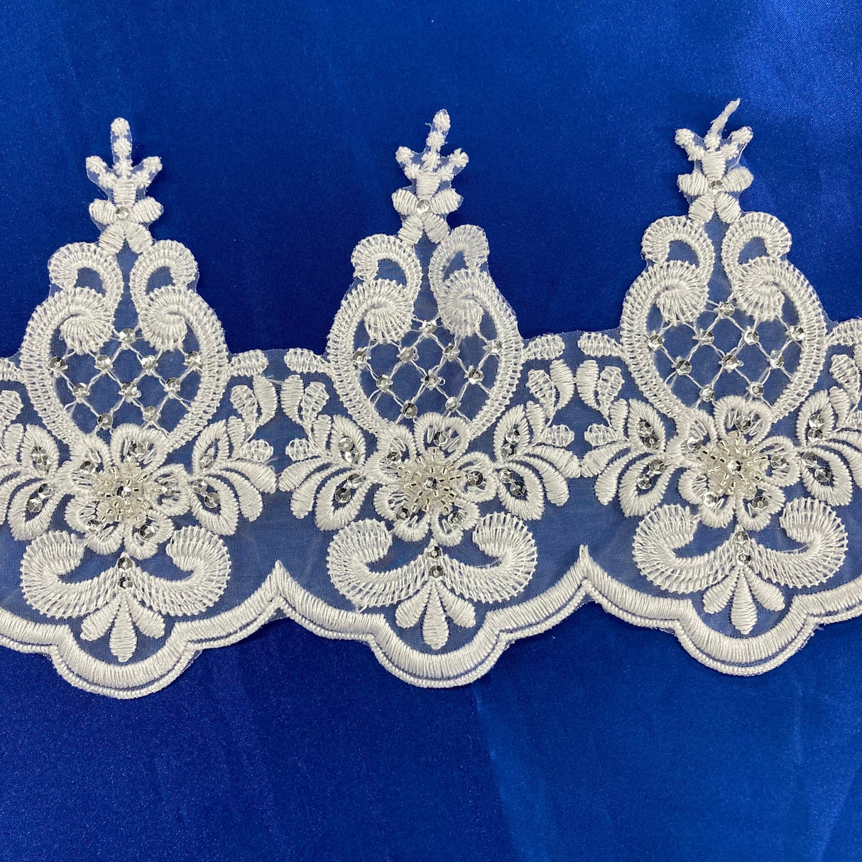 Beaded Lace Trimming on Polyester Organza