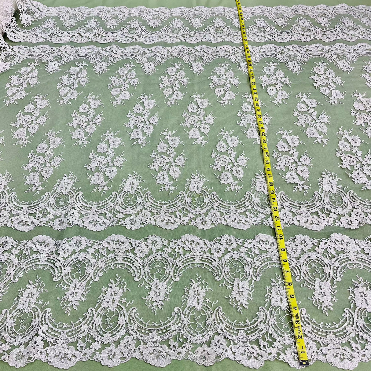 Beaded Corded Bridal Lace Mesh