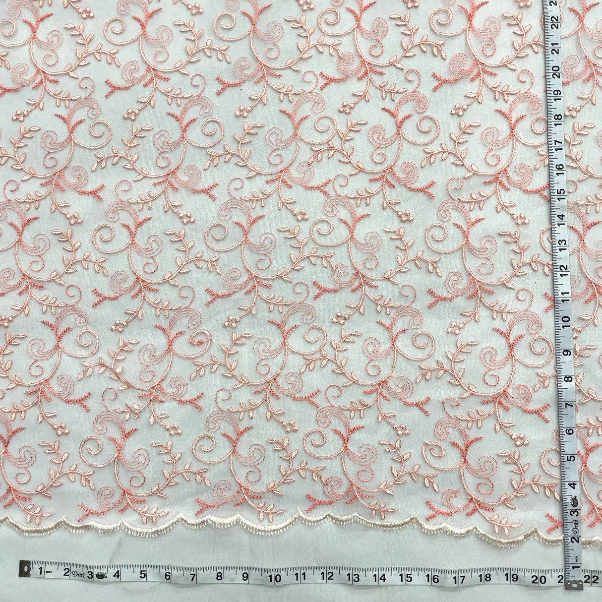Embroidered Lace Polyester Fabric - Floral Mesh, 52" Width (1 Yard)