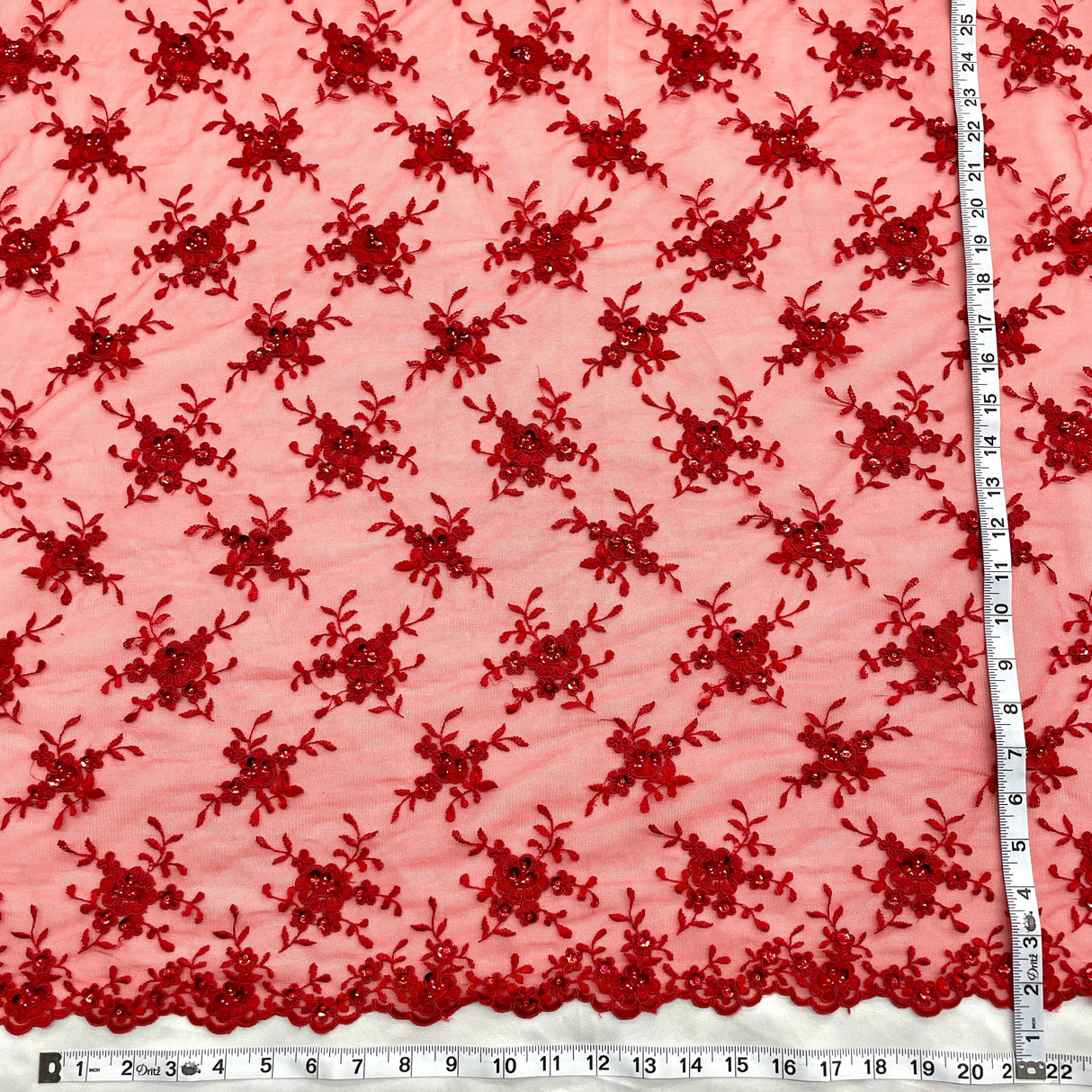Beaded Corded Bridal Lace Fabric 52" Wide