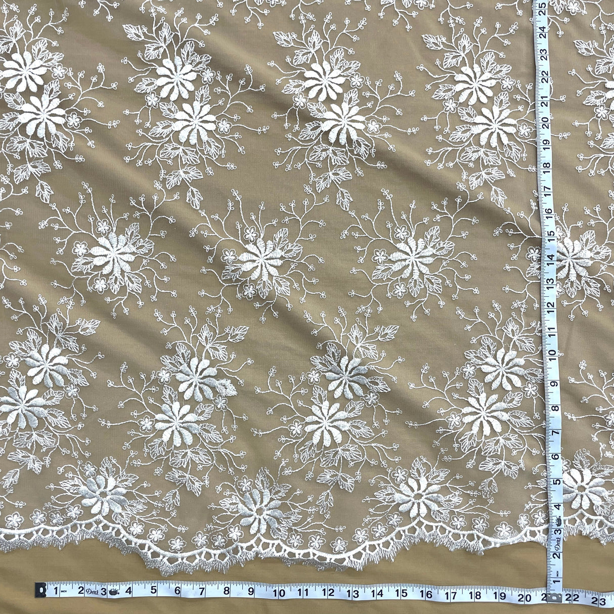 Embroidered Floral Lace Fabric 100% Polyester Net Mesh 52"