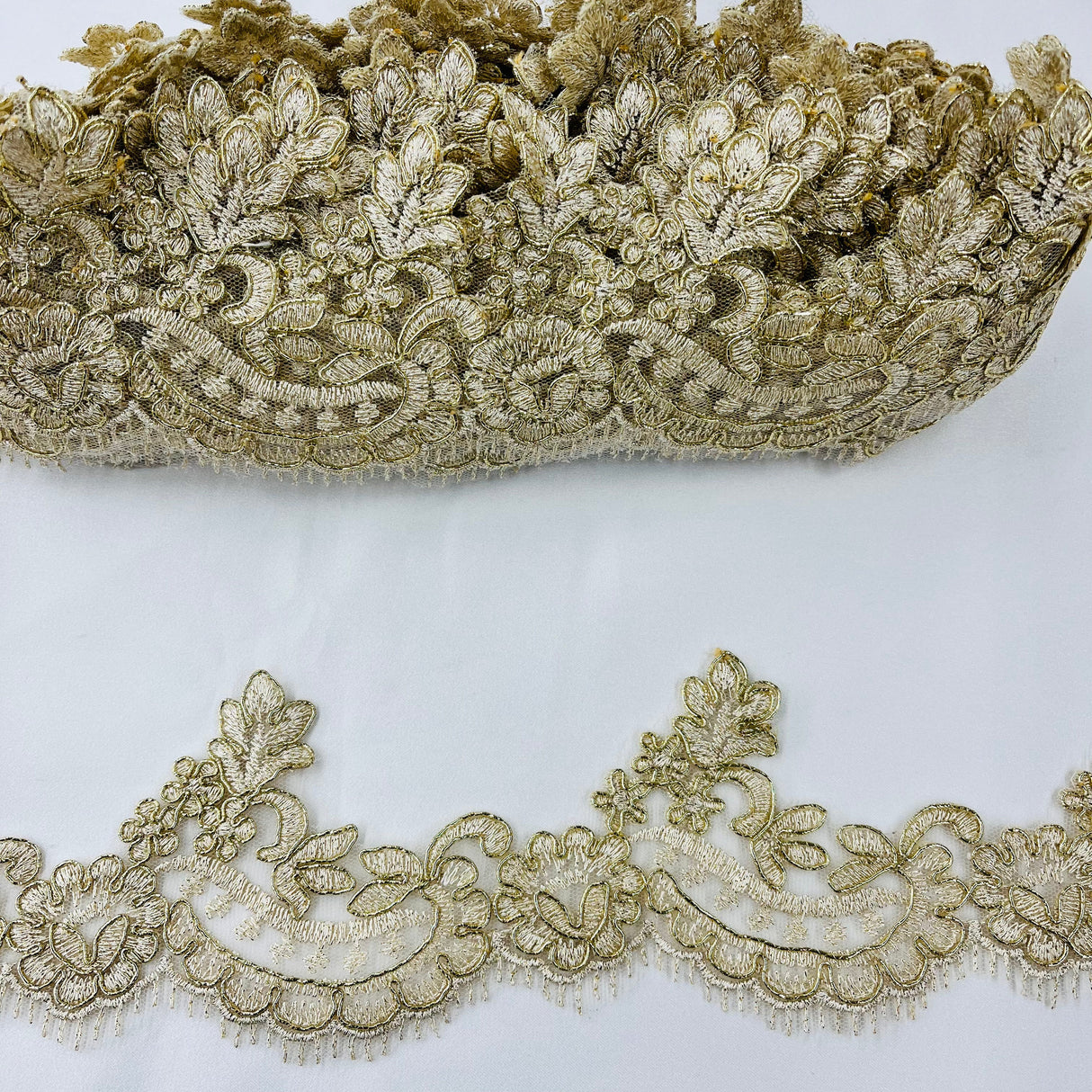 Corded Lace Trim Embroidered Net Mesh