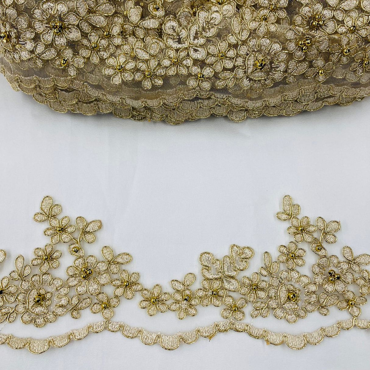 Beaded Corded Lace Trim 4"