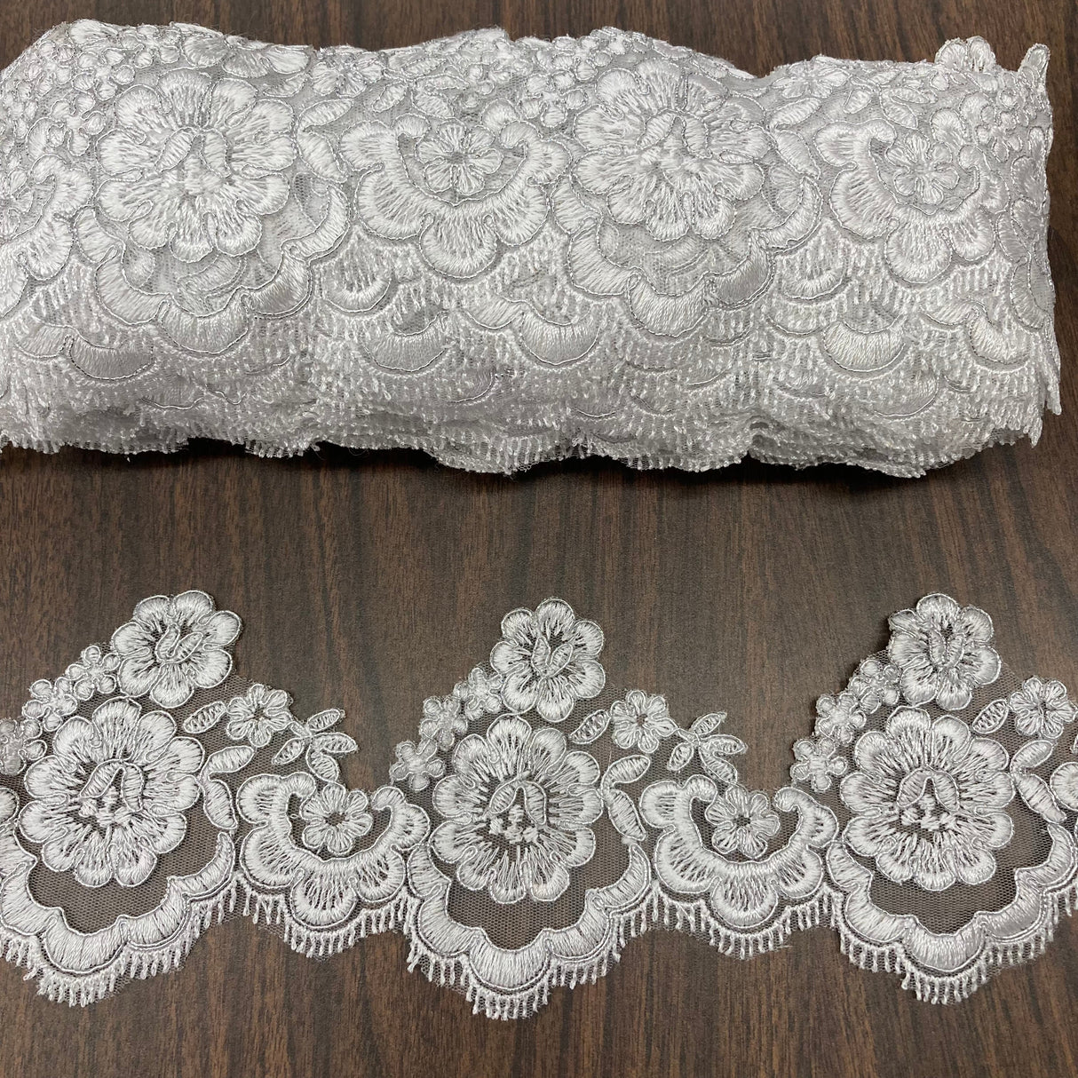 Corded Lace Trimming 100% Polyester Net Mesh 4"