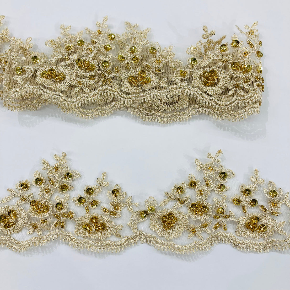 Beaded Lace Trimming Gold Silver