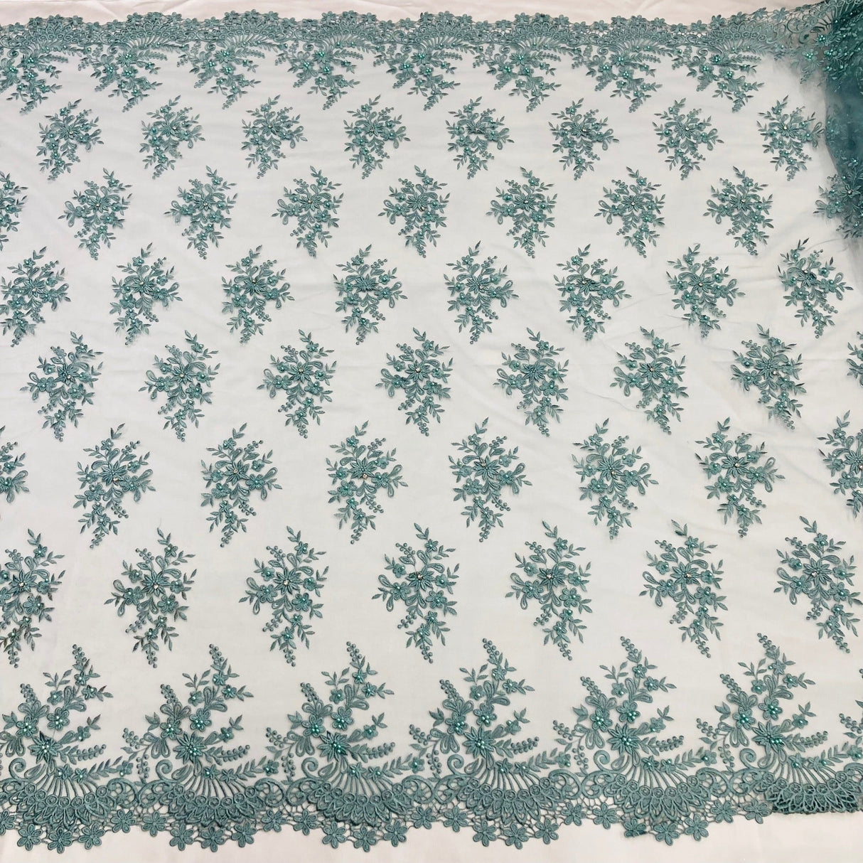 Beaded 3D Floral Lace Pistachio