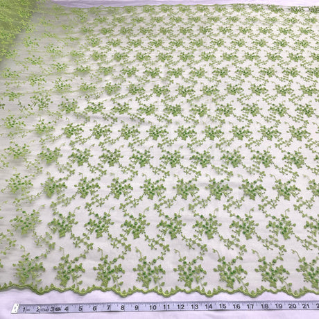 1 Yard Silver Beaded Lace Fabric Embroidered on Polyester Net Mesh for Couture Wedding and Evening Dresses – 53"