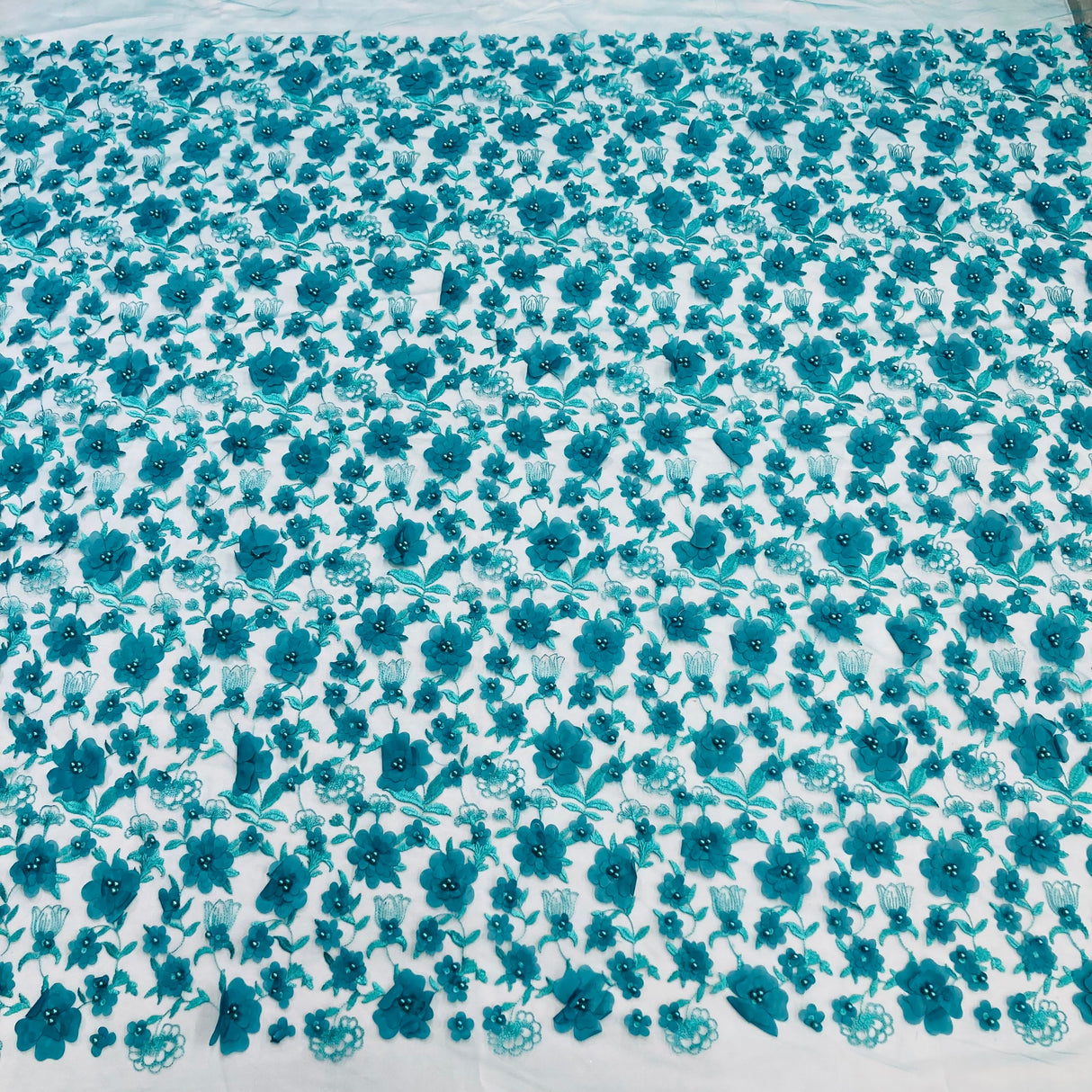 Beaded 3D Floral Lace Fabric 49"