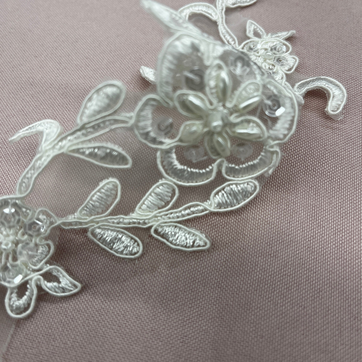 Beaded Corded Lace Applique
