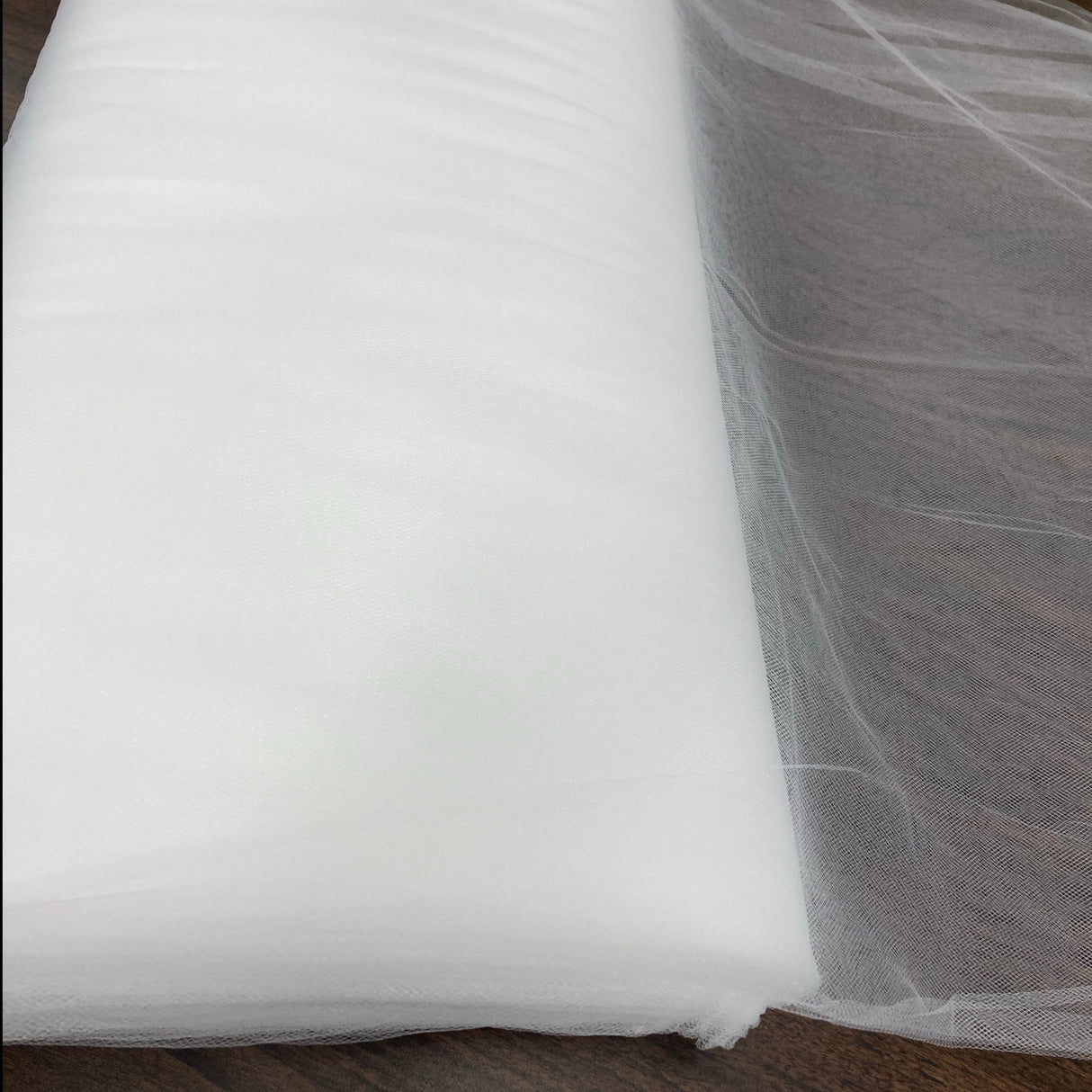 Illusion Tulle Mesh Polyester Fabric - White, Wrinkled Texture, 108" Width (1 Yard)