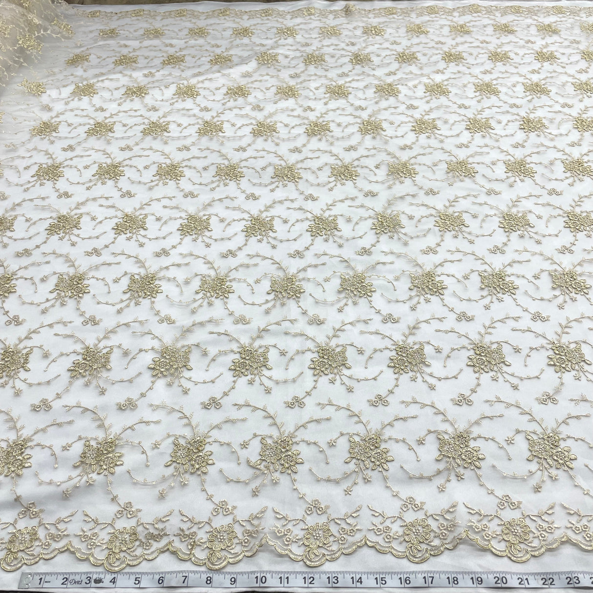 Corded Bridal Lace Fabric 100% Polyester Net Mesh 52"