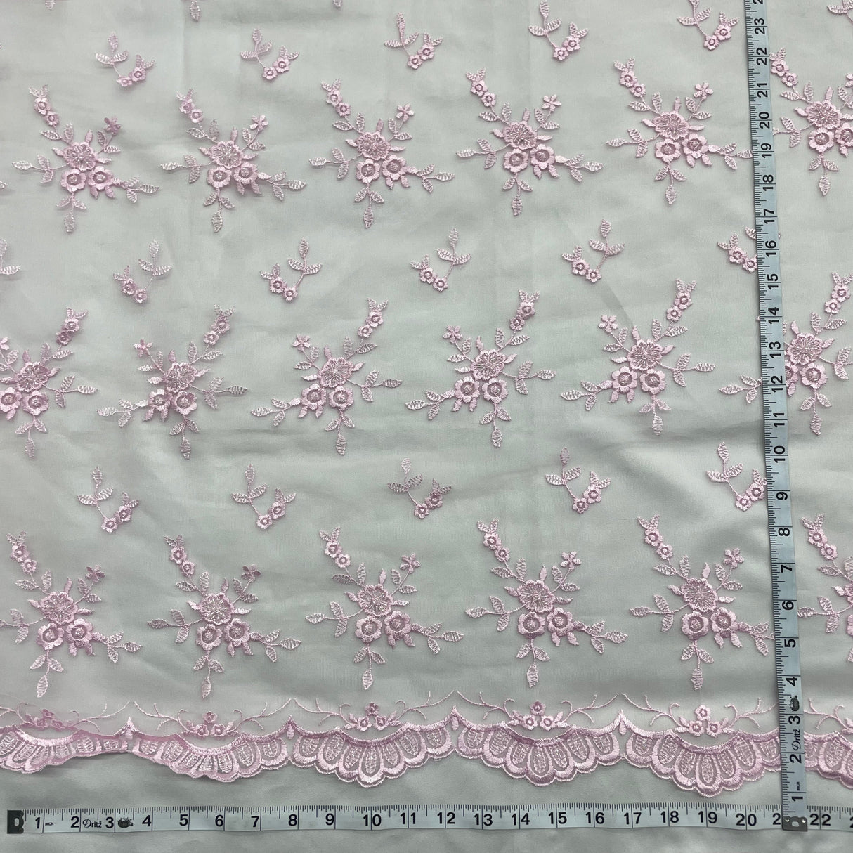 Beaded Lace Fabric Peach Pink