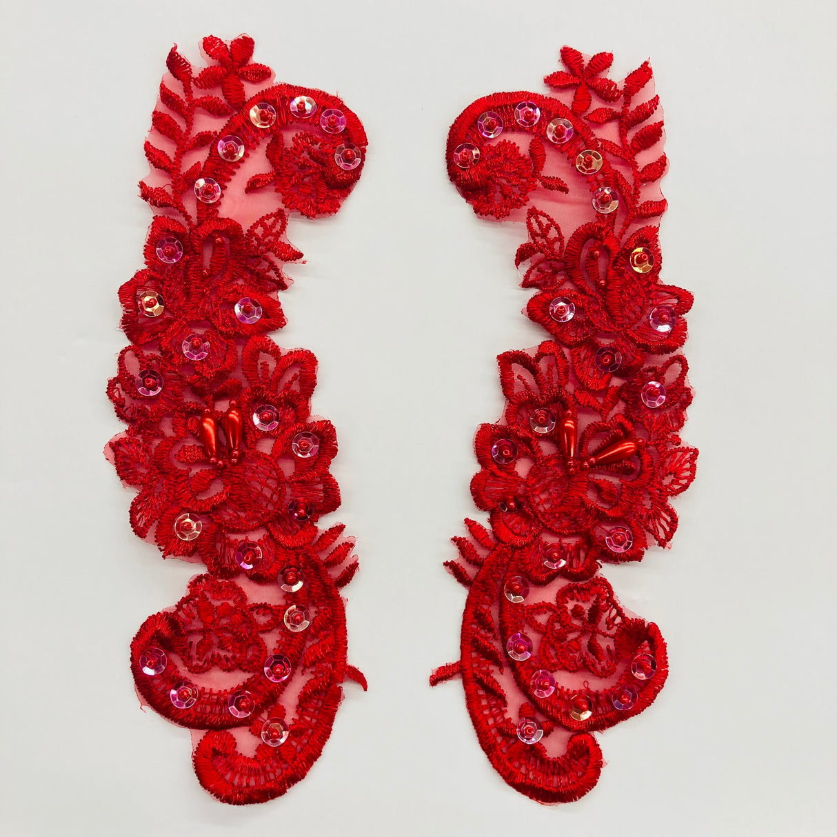 Beaded Lace Applique on Polyester Organza