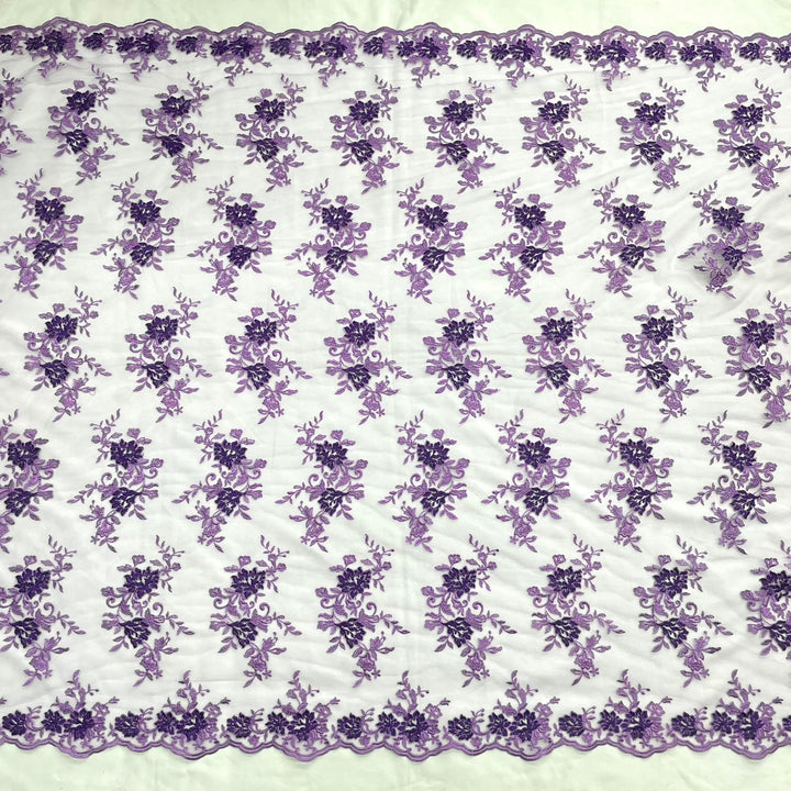 1 Yard Premium Corded Embroidered Bridal Lace Fabric for Elegant Dresses White