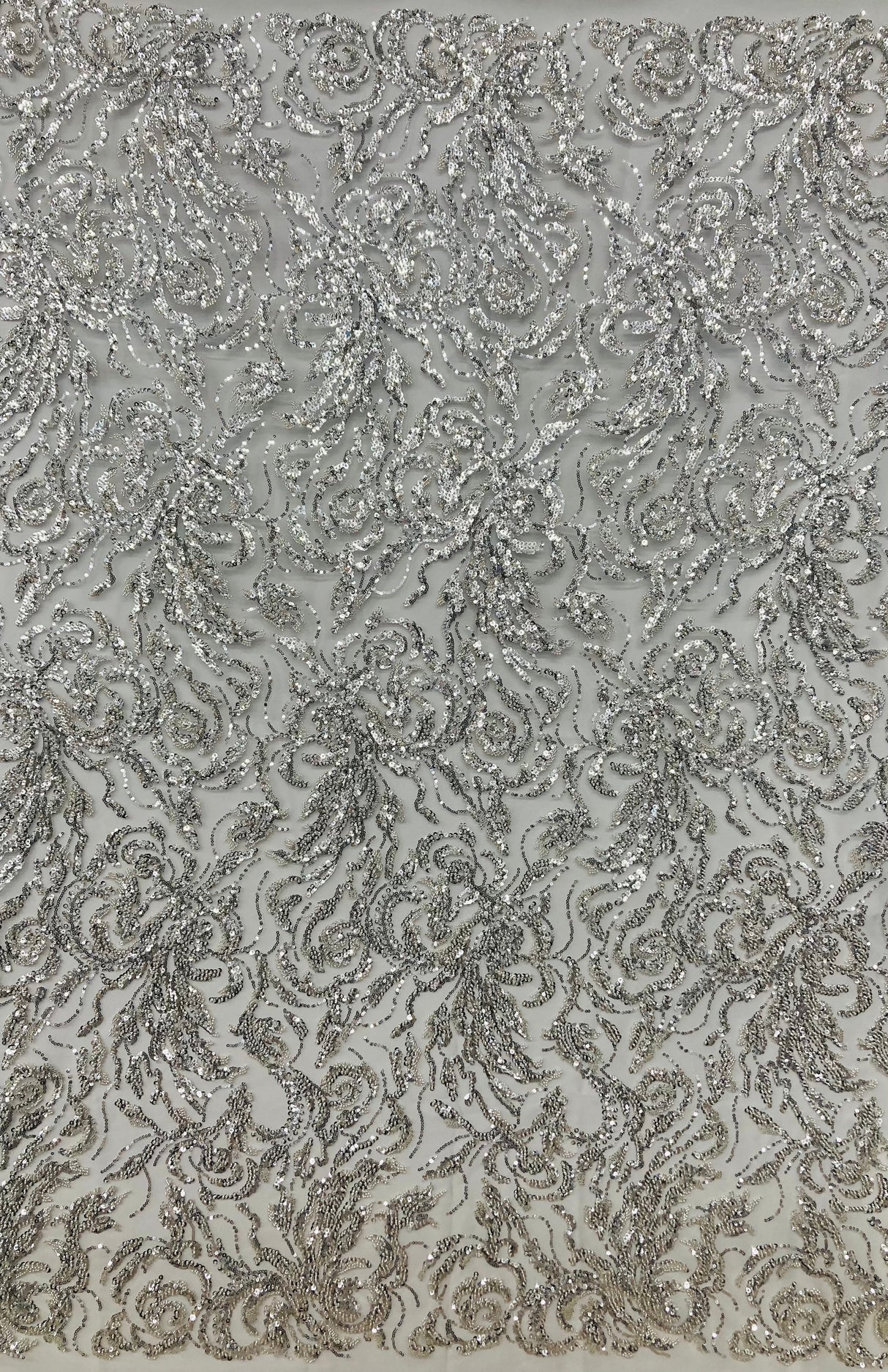 Beaded Sequined Lace Fabric 100% Polyester Net Mesh
