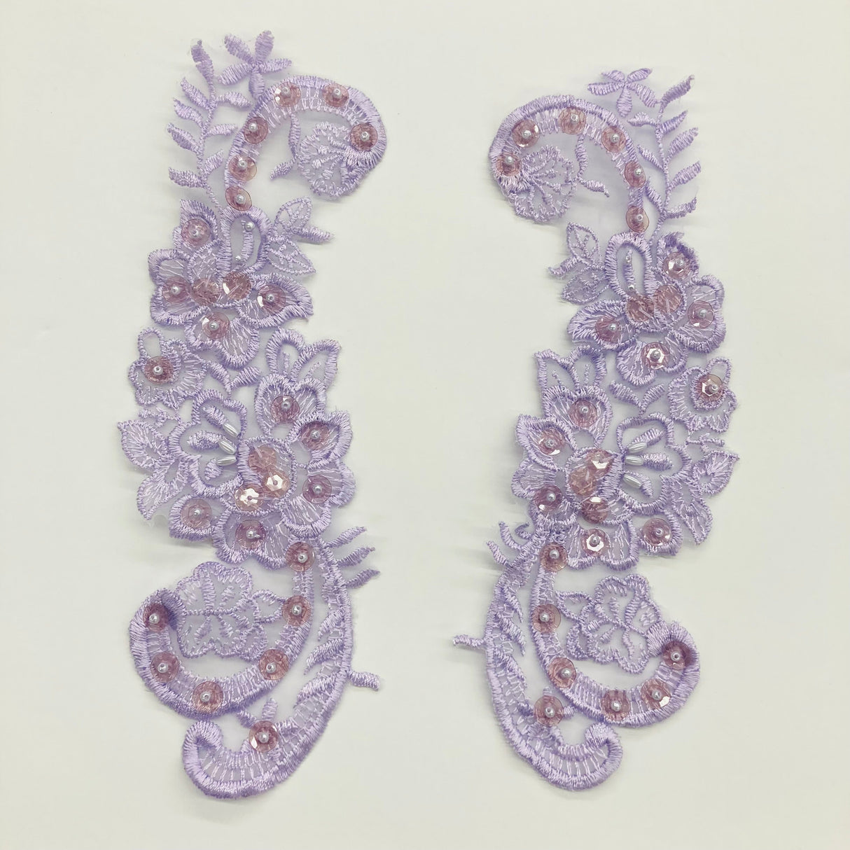 Beaded Lace Applique on Polyester Organza