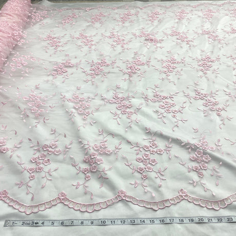 1 Yard - Beaded Lace Fabric Embroidered on 100% Polyester Net Mesh - Ivory - 52" | Lace USA - 41802W-BP
