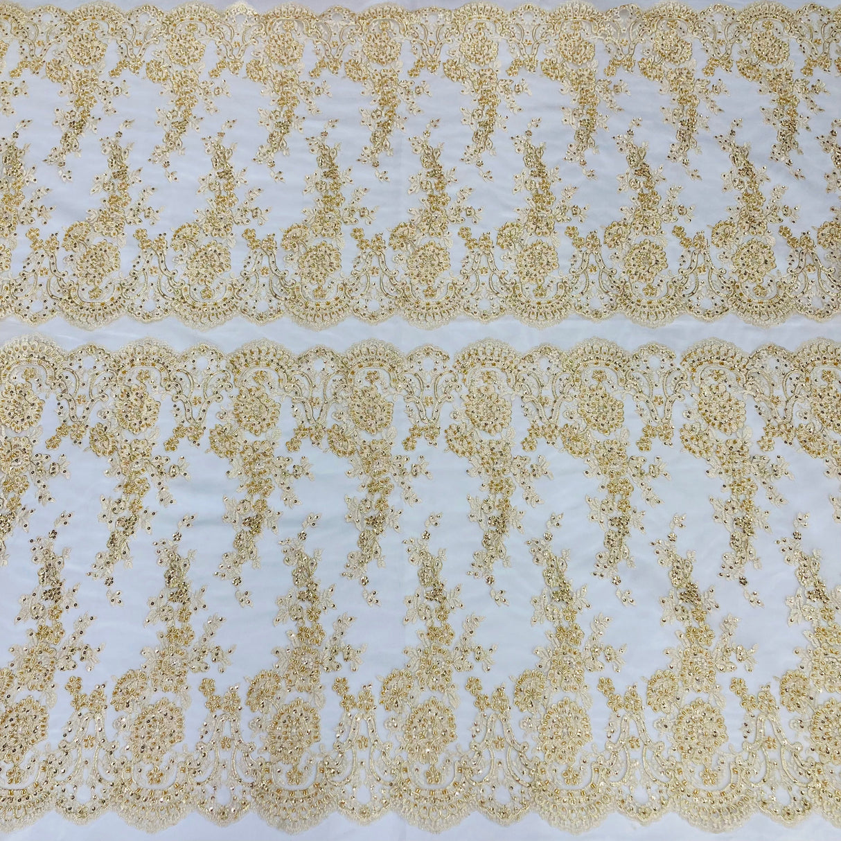 Beaded Corded Bridal Lace Fabric 48" Wide