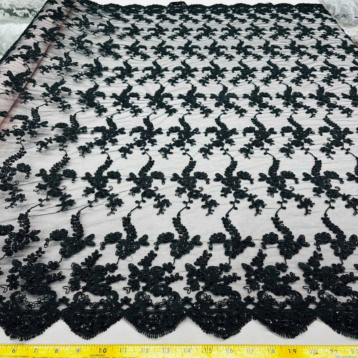 Beaded Corded Lace Fabric 54" Wide