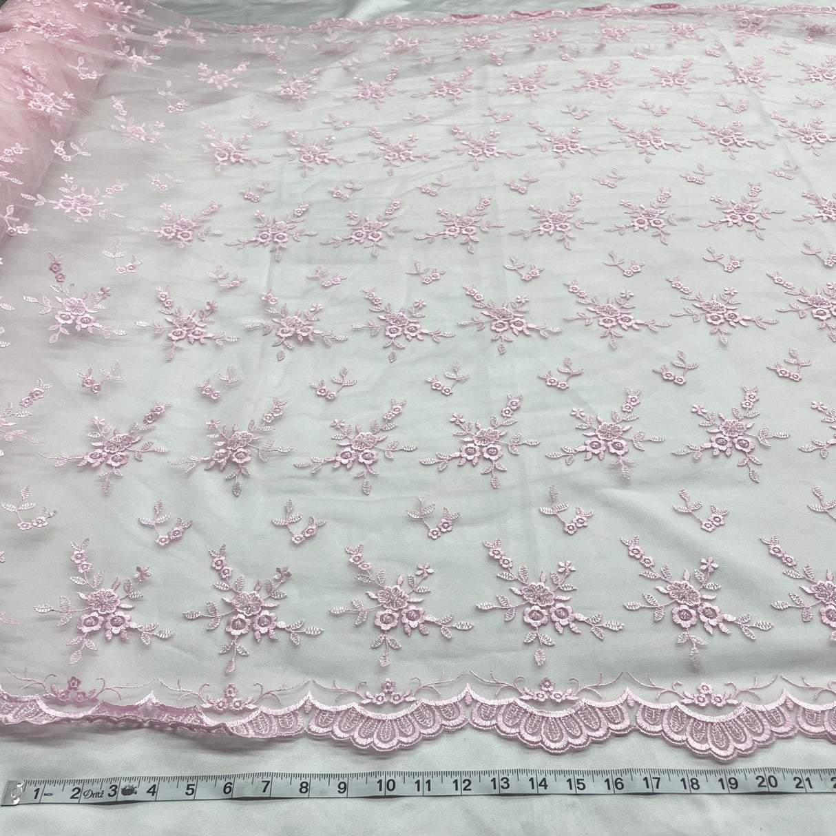 Beaded Lace Fabric Peach Pink