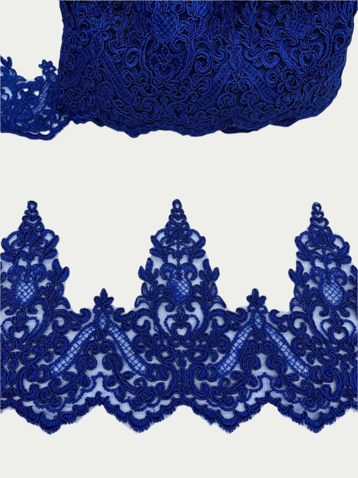 Polyester Net Mesh Corded Lace Trim 6" Wide