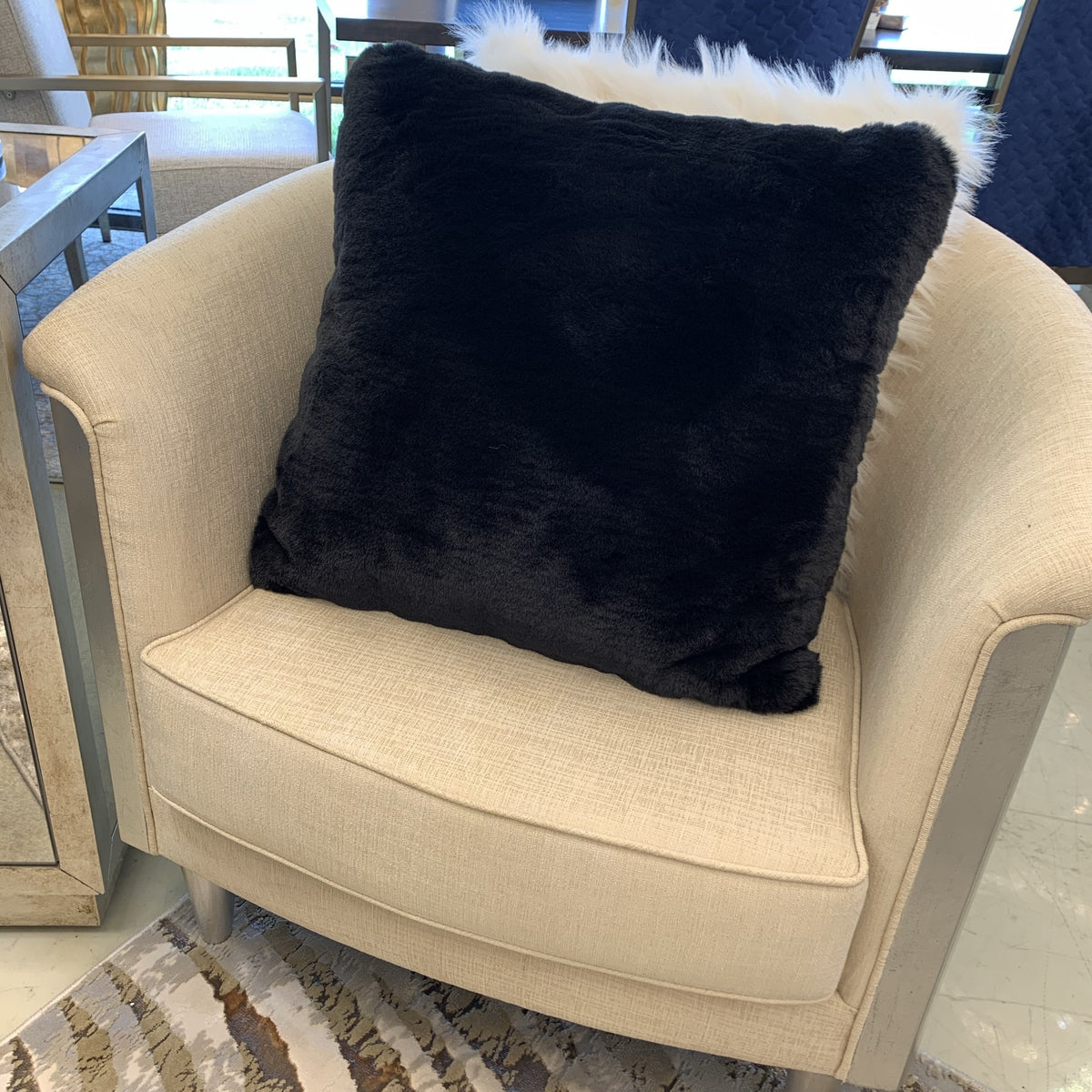 Soft Cozy Fuzzy Faux Fur Mosaic Floral Print Pillow for Elegant Home Décor