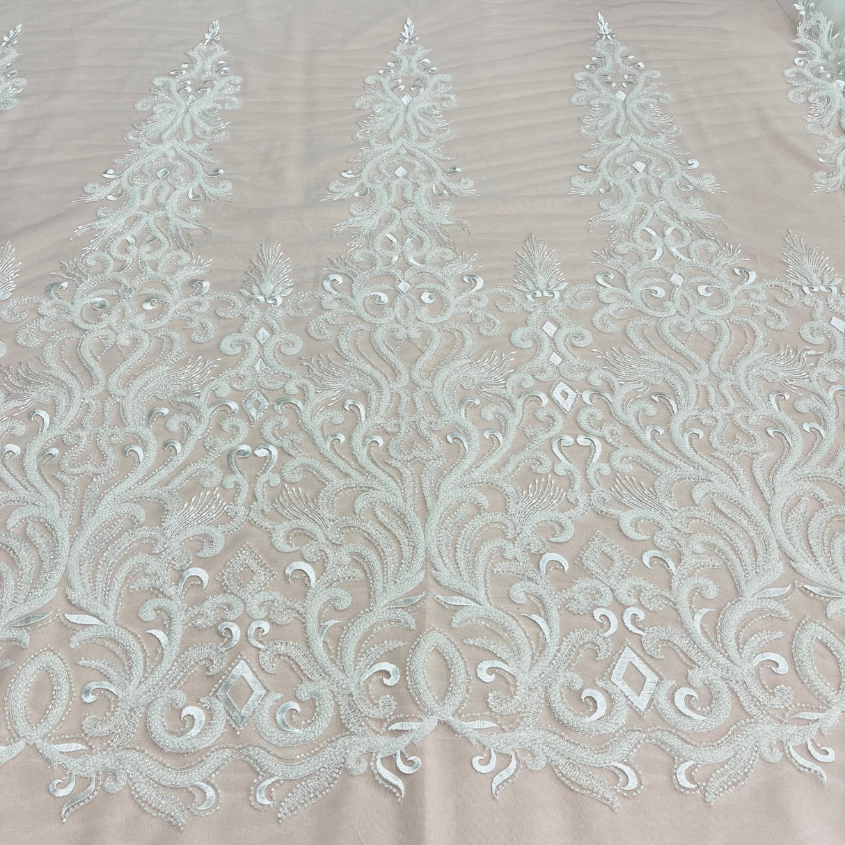 Beaded Embroidered Lace Fabric