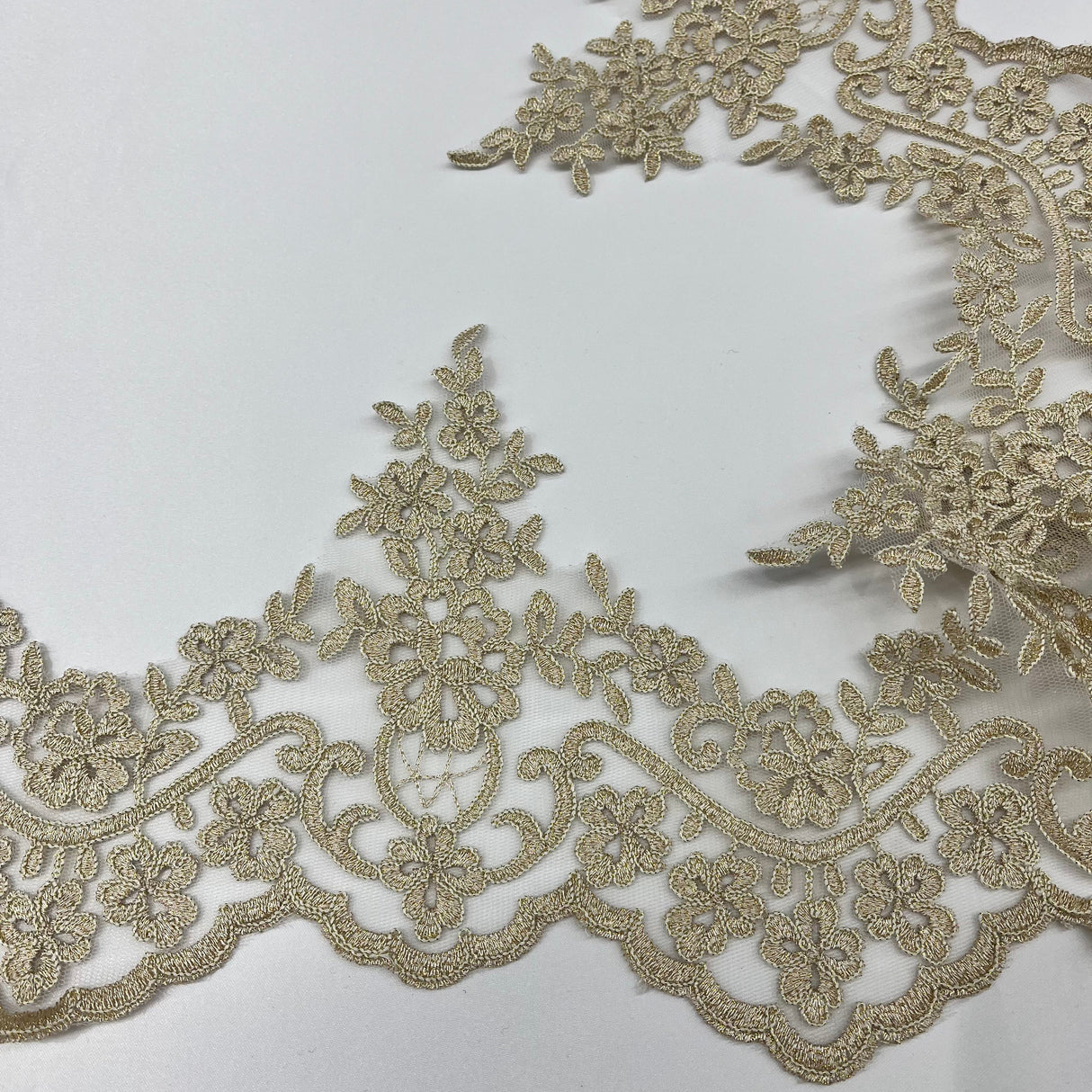 Corded Lace Trimming 6 Inch Polyester Net Mesh