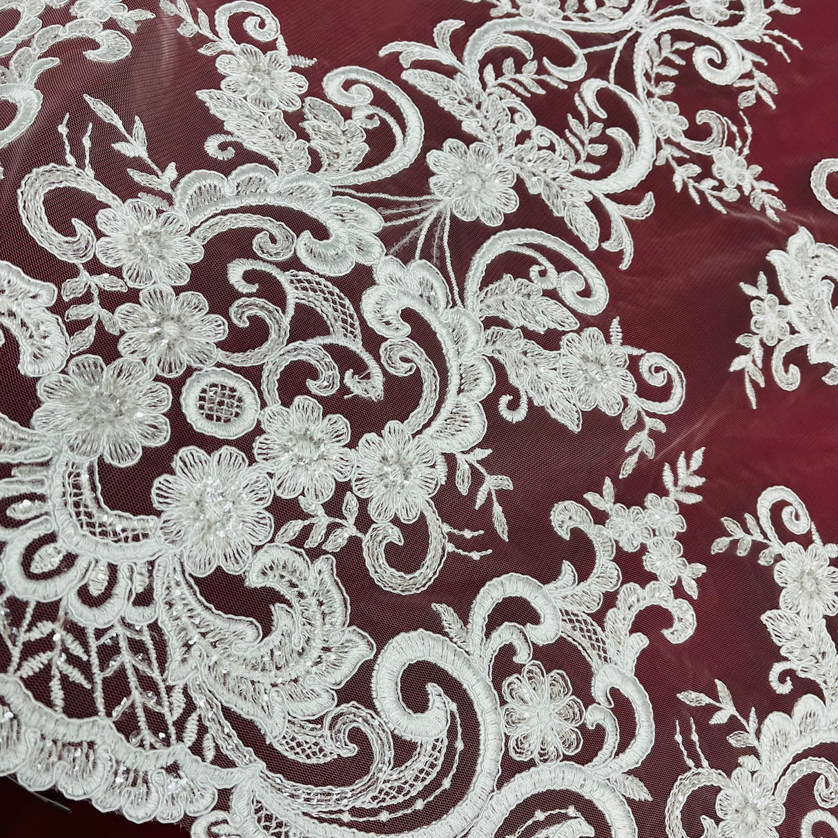 Embroidered Lace Beaded Bridal Mesh