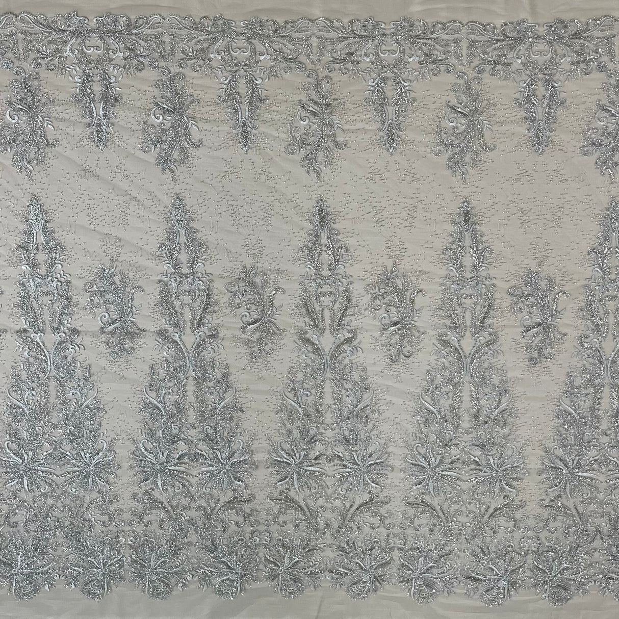 Beaded Lace Fabric Embroidered on Polyester Net Mesh