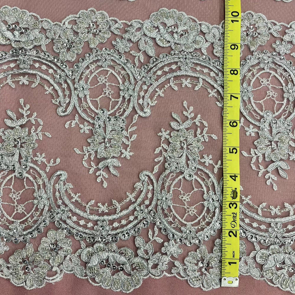 Beaded Corded Bridal Lace Mesh