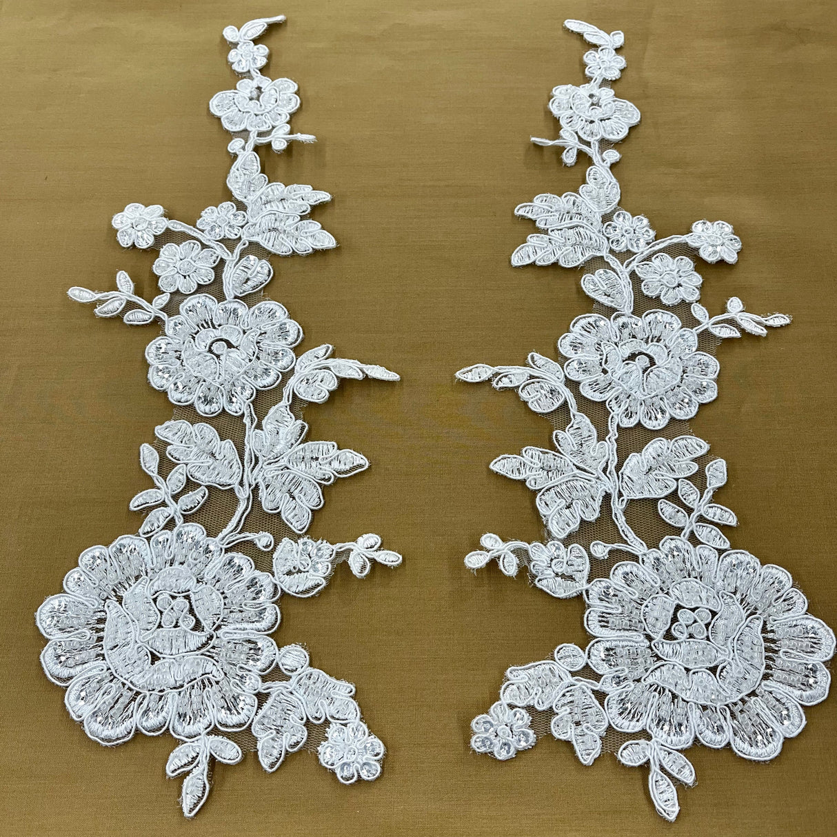 Beaded Corded Floral Lace Applique