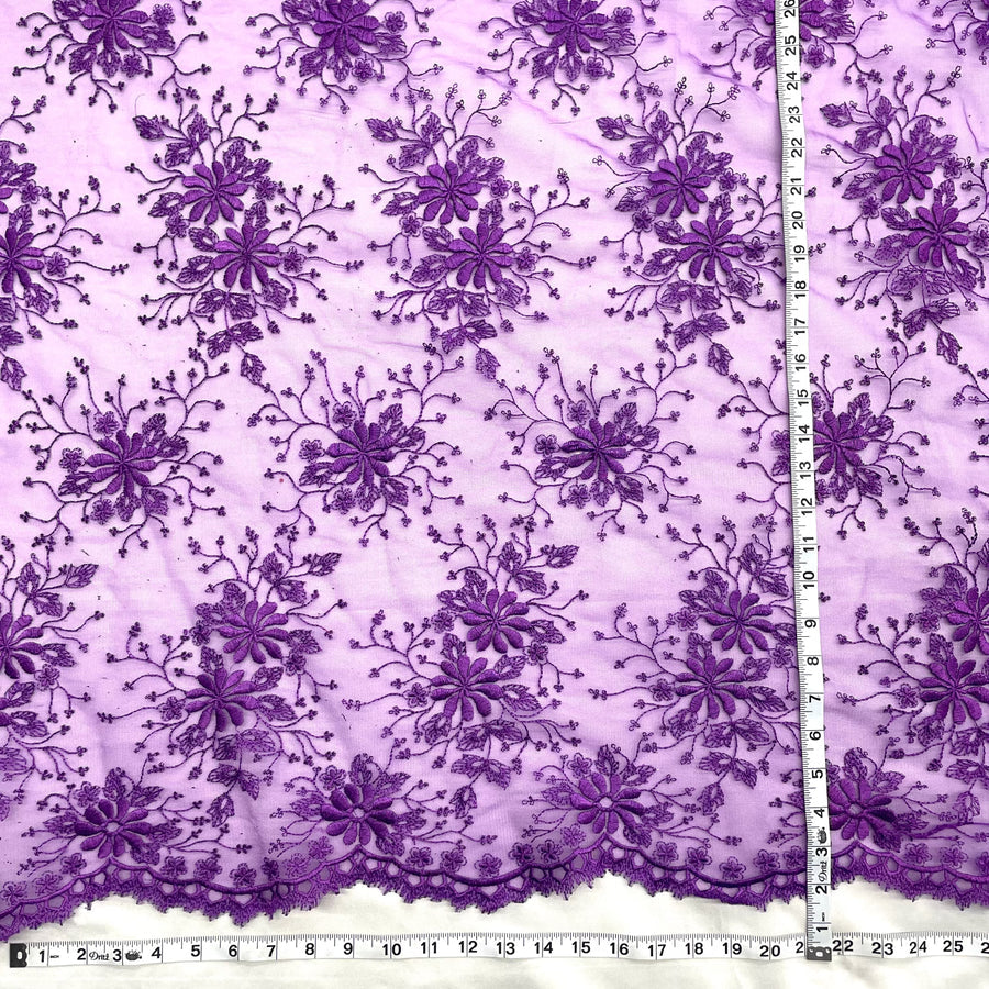 1 Yard Floral Embroidered Lace Fabric for Bridal Evening Gowns 52 inch Width