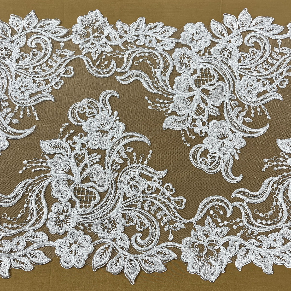 Embroidered Lace Trim Ivory
